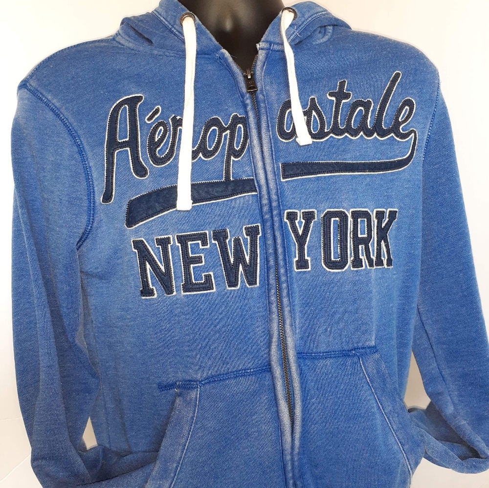 Aeropostale New York Blue Hoodie Sweatshirt Jacket